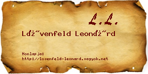 Lövenfeld Leonárd névjegykártya